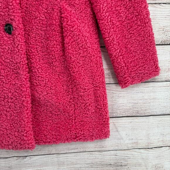 Sam Edelman Faux Fur Curly Oversized Collar Coat Women's Medium Pink NEW $180 - Picture 6 of 16